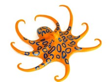 Beautifully Detailed Realistic Orange Design Blue Octopus 6" PVC Figure