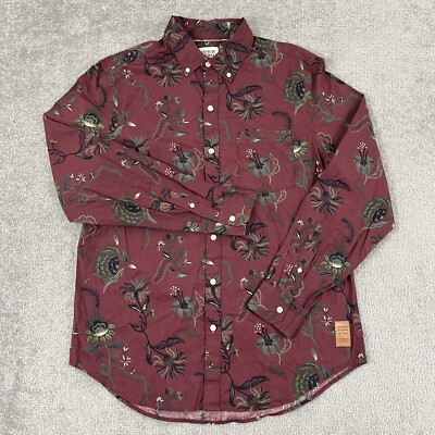 Scotch & Soda Shirt Mens Medium Red Floral Button Down Long Sleeve Preppy Casual