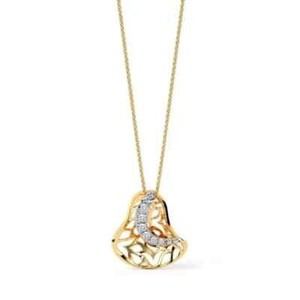 Authentic Women's Wedding Bell Pendant 1 Ct Round Simulated Diamond 14K Yellow Gold Plated