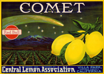 Comet Villa Park California - Lemon Fruit Crate Label - 5 x 7 in Print