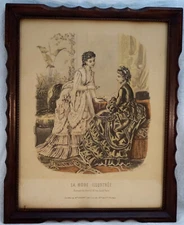 2 French Ladies La Mode Illustree Bureaux du Journal 56 Jacob Paris Framed #2