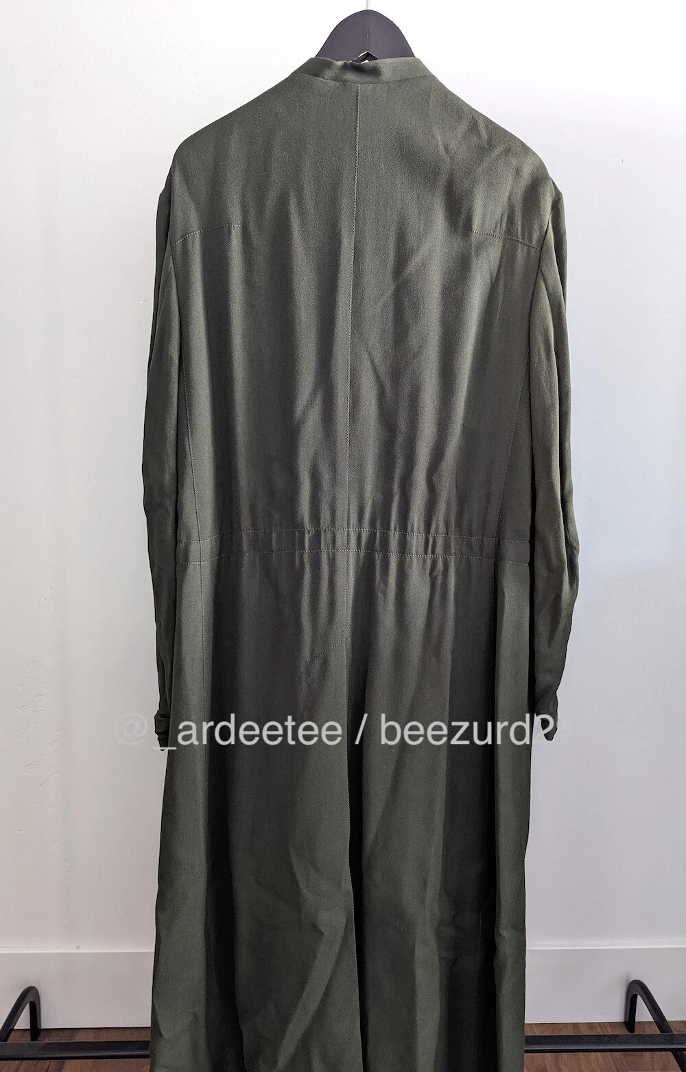 *NWT* HAIDER ACKERMANN AZURITE SILK JERSEY LONG COAT $3,000 (GREEN/KHAKI 48) - product detail image 5