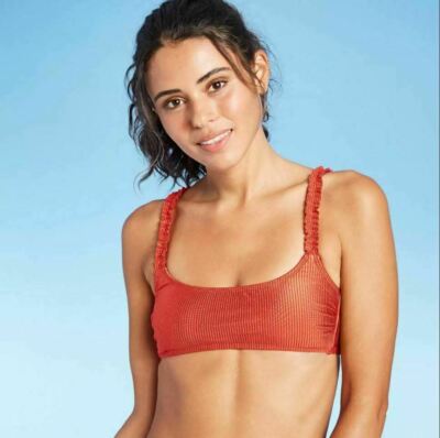 Juniors' Ruffle Strap Bralette Bikini Top - Xhilaration Copper XS (00)