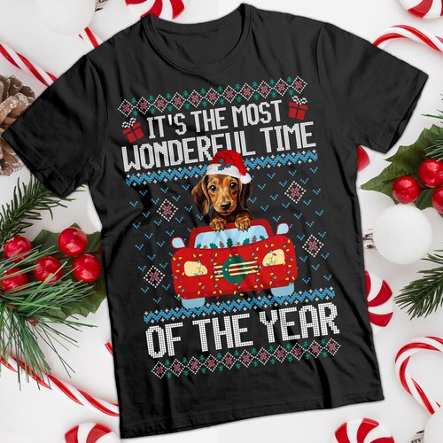 Funny Ugly Mens and Womens Dachshund Christmas T-Shirt Tee #MC - Picture 13 of 20