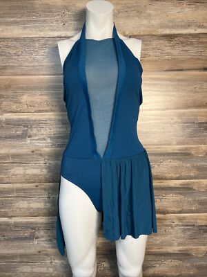 Weissman Halter Dress with Half Skirt Teal Size Med Adult Style D10767 New D3