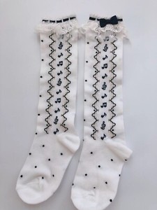 1 Pair Girl Kids Children Frilly Lace Bow Dress Music Notes Calf Socks 4-6Years
