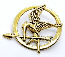 MOCKINGJAY PIN (Gold) Hunger Games Lapel Brooch Mocking Jay Badge