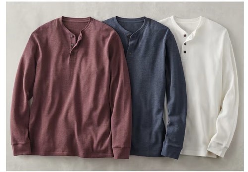 2- Seventh Avenue - Thermal Henley Men's Size 4XL BRAND NEW White Maroon - Picture 4 of 4