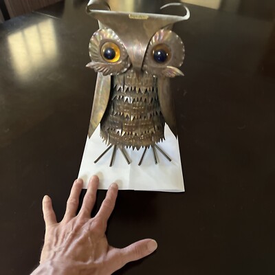 Vintage Midcentury Bruntalist Copper Owl Sculpture Thunderbird shop, Michigan￼