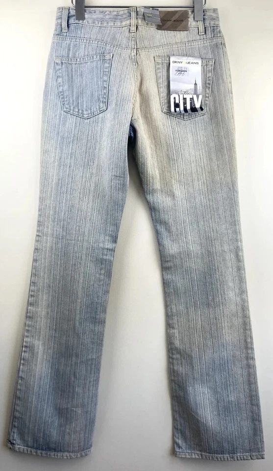 DKNY Jeans City Boot cut Low Rise Button Fly W29 L34 Grey Stripe Made in Italy - Image 3 of 4