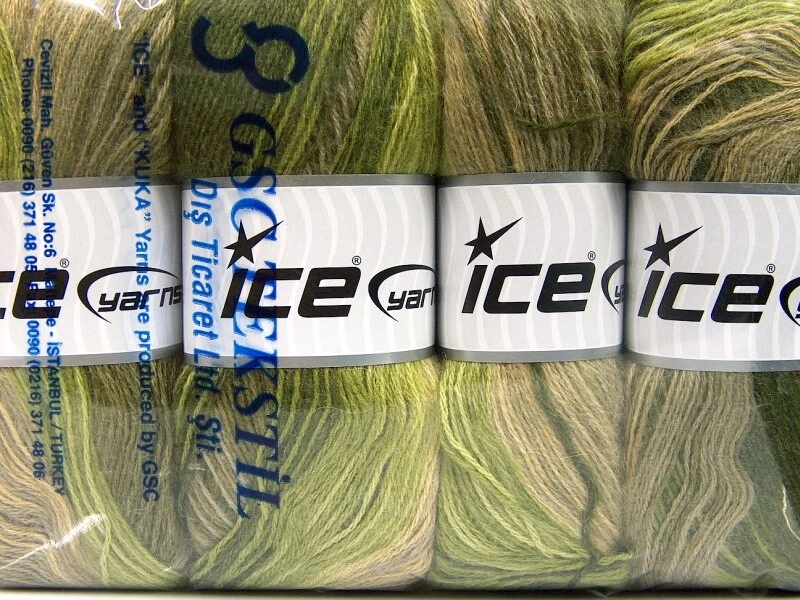 Лот из 4 мотков пряжи Angora Batik шерсть 4x100 г/550 м зеленый хаки верблюд - Изображение 4 из 4