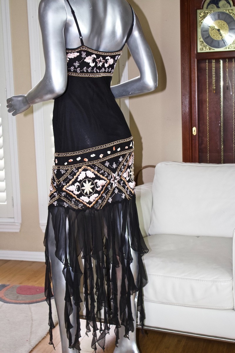 VTG~ Bicici 100% Silk Embroidered Shells Beads Formal Prom Occasion Dress |  eBay