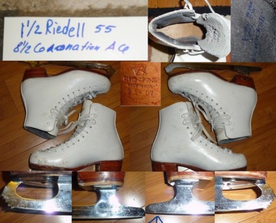 Ice Figure Skates RIEDELL 55 w/ size 8.5 Wilson Coronation Ace Girls 1.5