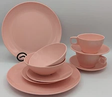 Vtg 10 pc Mallo-Ware Melamine Melmac Dishes PINK! Plates, Cup & Saucers, & Bowls