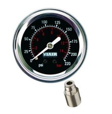 Viair 90090 Air Suspension Tank Pressure Gauge 220 Psi W 14 Od Hose Fitting