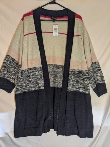 Torrid Cardigan Sweater Open Front Striped Size 4 Kimono - Picture 7 of 12
