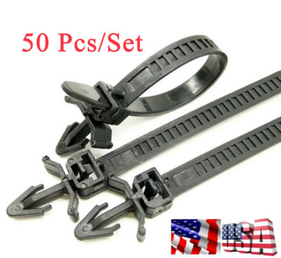 Nylon Releasable Car Cable Fixing Wire Tie Straps Mount Push Zip Fastening Clips