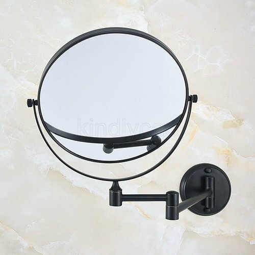 Black Brass Magnifying Makeup Mirror Wall Mounted Double Sided Bathroom Mirrors - Picture 4 of 9