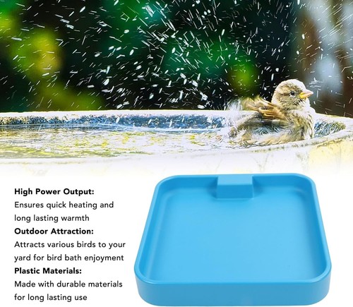 75W Heated Bird Bath US Plug 120V 60HZ for Winter Water Tray Blue 10"x10" - Picture 5 of 11