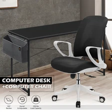 [EXECUTIVE MESH CHAIR+WOODEN COMPUTER DESK]Study Writing Desk Office Workstation