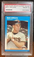 1987 Fleer Update Glossy Matt Williams RC Baseball Card #U129 - Rookie PSA 8