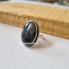Natural Labradorite Gemstone Ring 925 Sterling Silver Wedding Gift Ring PG5252