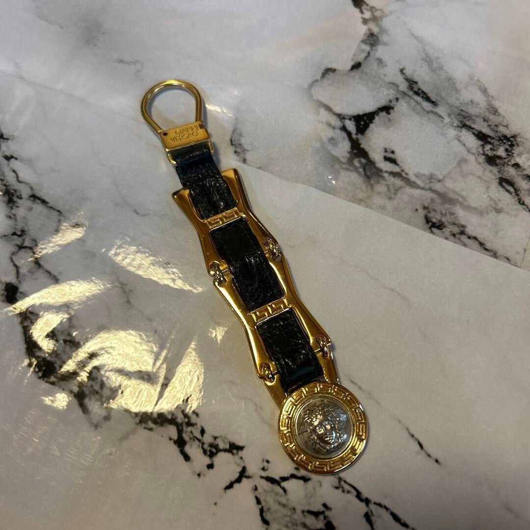 Leather Keychain Versace Medusa Keyring Buy Versace Black La