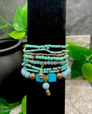 8 PC Handmade Beaded Stackable 6.5  Plus Stretch Bracelet Set New A2137