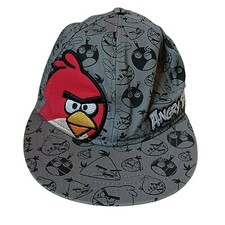 Angry Birds Baseball Hat Youth Snapback Gray Logo All Over Print Flat Brim Cap