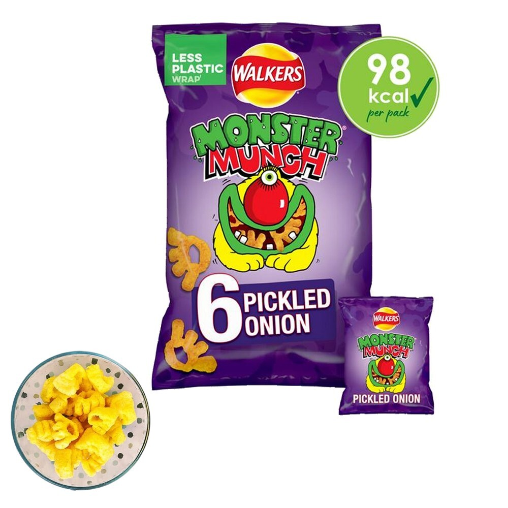 Walkers Monster Munch Pickled Onion Multipack Snacks 6x20g Perfect