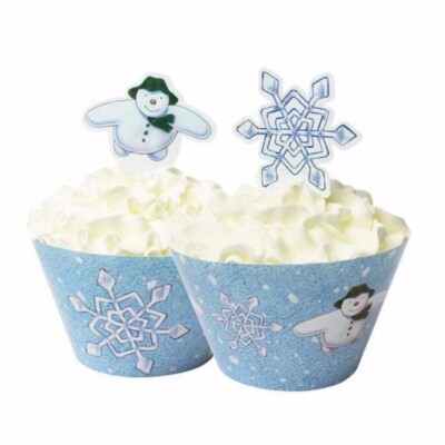 Raymond Briggs - Der Schneemann Deko Cupcake Wraps mit Topper x 12