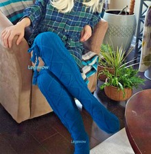 Cable Knit Tassel Over The Knee High Socks Womens OTK Tall Boot Soft School Girl