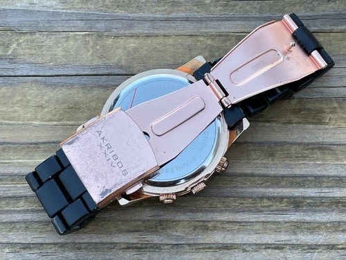 Akribos XXIV Ladies Wrist Watch Black/Gold Tone Analog Multi Function Watch - Picture 7 of 11