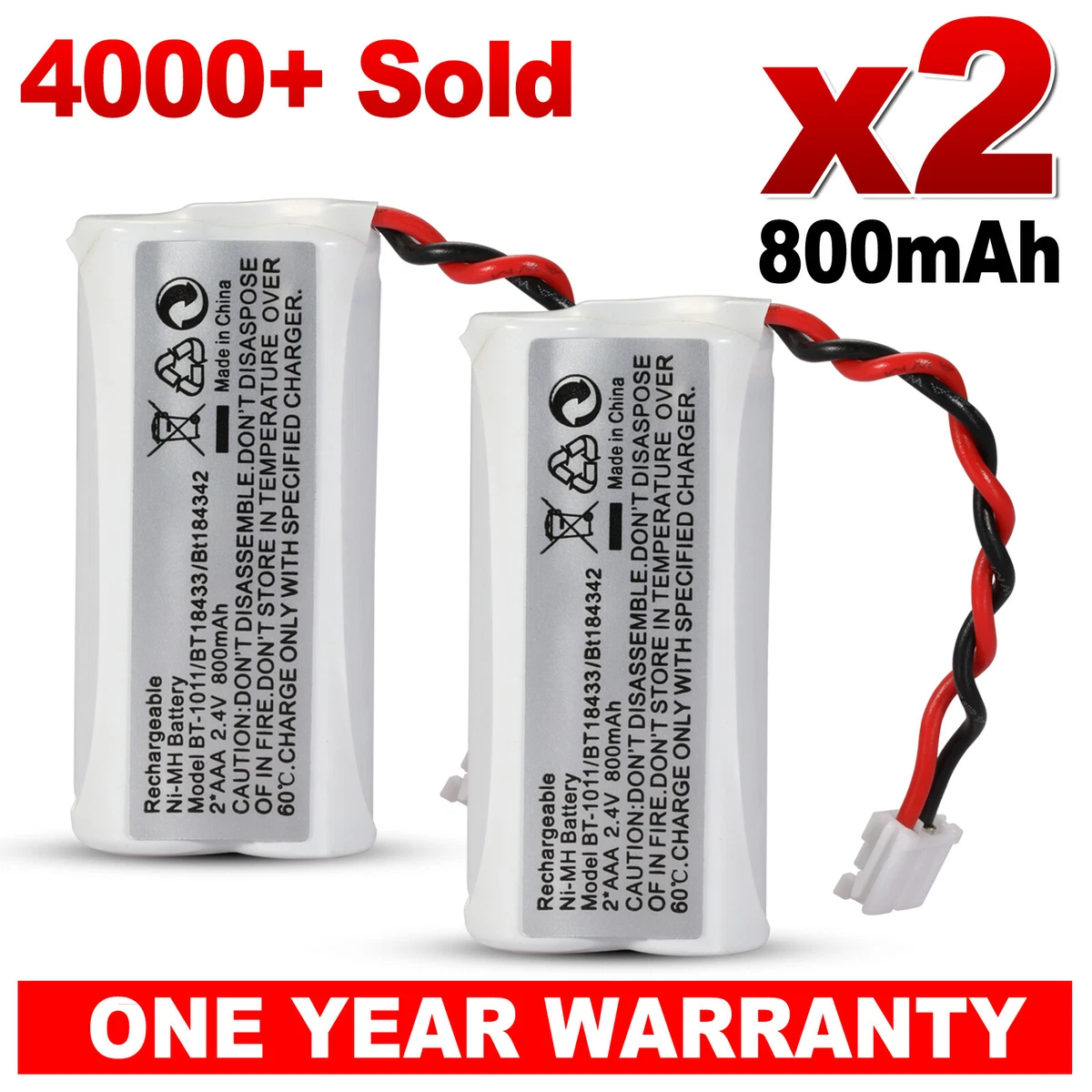 2x 800mAh Replacement For Uniden Cordless Phone Battery BT 694 BT