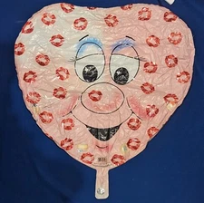 1987 ANAGRAM Quick Easy 23” Heart Foil Balloon Valentine Kiss Lips VTG RARE USED