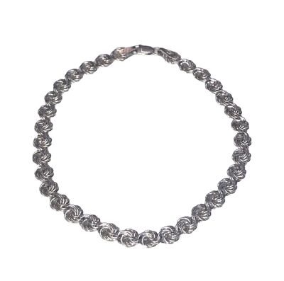 14K White Gold Round Flat Rope Unique Design Women s Bracelet 7.5 Inches Long !