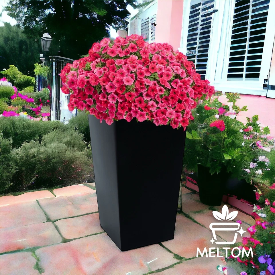 Blumenkübel Pflanzkübel Eckig Hoch Hochglanz Blumentopf 75cm mit Einsatz Groß - Bild 3 von 4