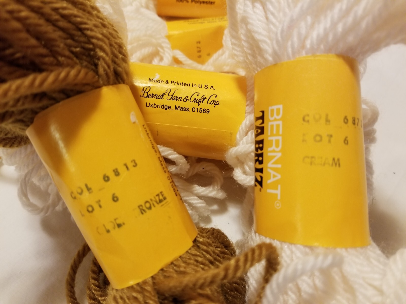 3 Skeins Vtg. Bernat Tabriz Needle Art Yarn 30/yd ea Pull Skein 2 Cream ...