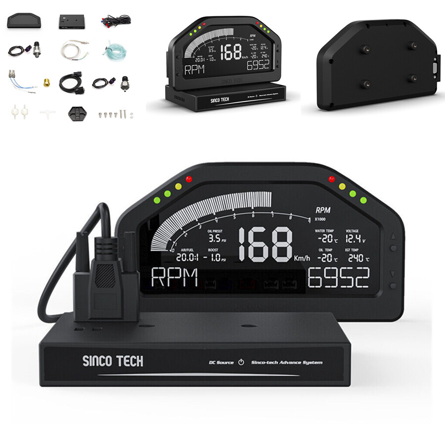 DO926 LCD Race Rally Car Dashboard Multi Gauge Display