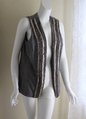 Chicos Funky Art-To-Wear Silber Ungewöhnlich Detailliert Boho Rich Top Jacke 2 L