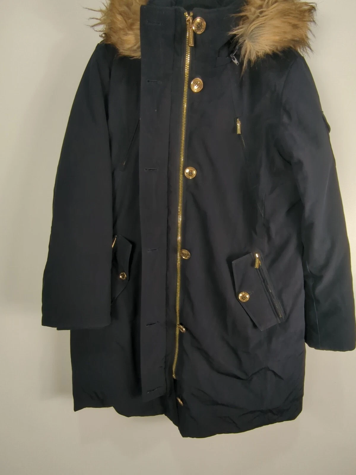 Michael Kors piumino donna medio cappuccio rimovibile blu navy 79675