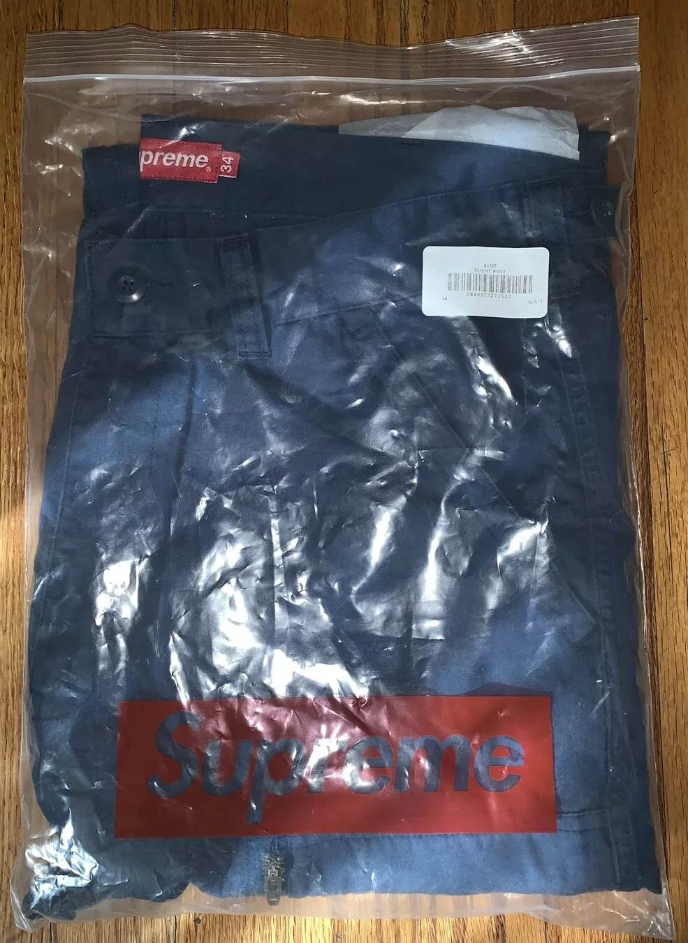 SUPREME Flight Pant RARE bleu ardoise F/W automne hiver taille 34 fermeture éclair NEUF AVEC ÉTIQUETTES