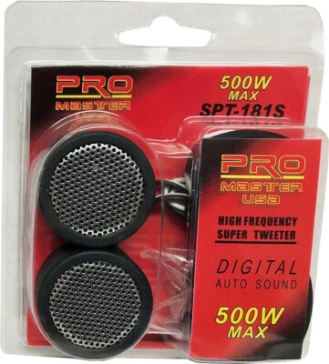 PRO MASTER USA 1 Pair of 1 Inch Car Tweeters Silver Super High Frequency Micro Dome Piezo