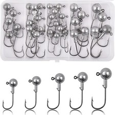 Jig Heads Fishing Hooks Crappie Jig Heads Round Ball Unpainted Head Jig Hooks...