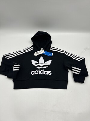 Adidas Originals KIDS GIRLS Sweatshirt HOODIE Adicolor H32337 Size MEDIUM  Black