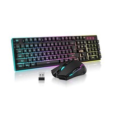 RedThunder K10 Wireless Gaming Keyboard and Mouse Combo, LED Backlit Recharge...
