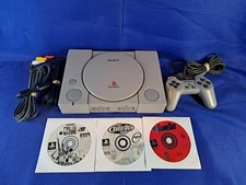 Sony PlayStation 1 PS1 Console SCPH-5501 with 1 Controller -Cables & 3 Games