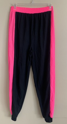 Vintage Neon Color Block Stripe Hip Hop Active Wear Joggers Pants 80s 90s Deb