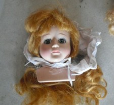 Vintage 1980s Mann Porcelain Blonde Hair Girl Doll Head and Shoulders 5" Tall