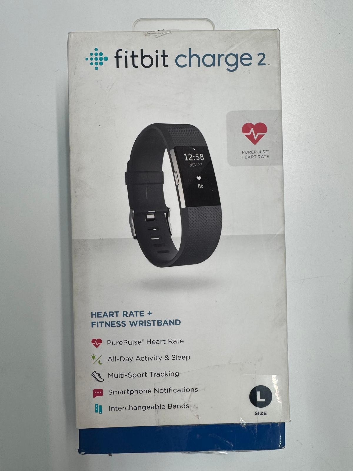 Fitbit Charge 2 Black Fitness Tracker – Large Band – Heart Rate – Tested